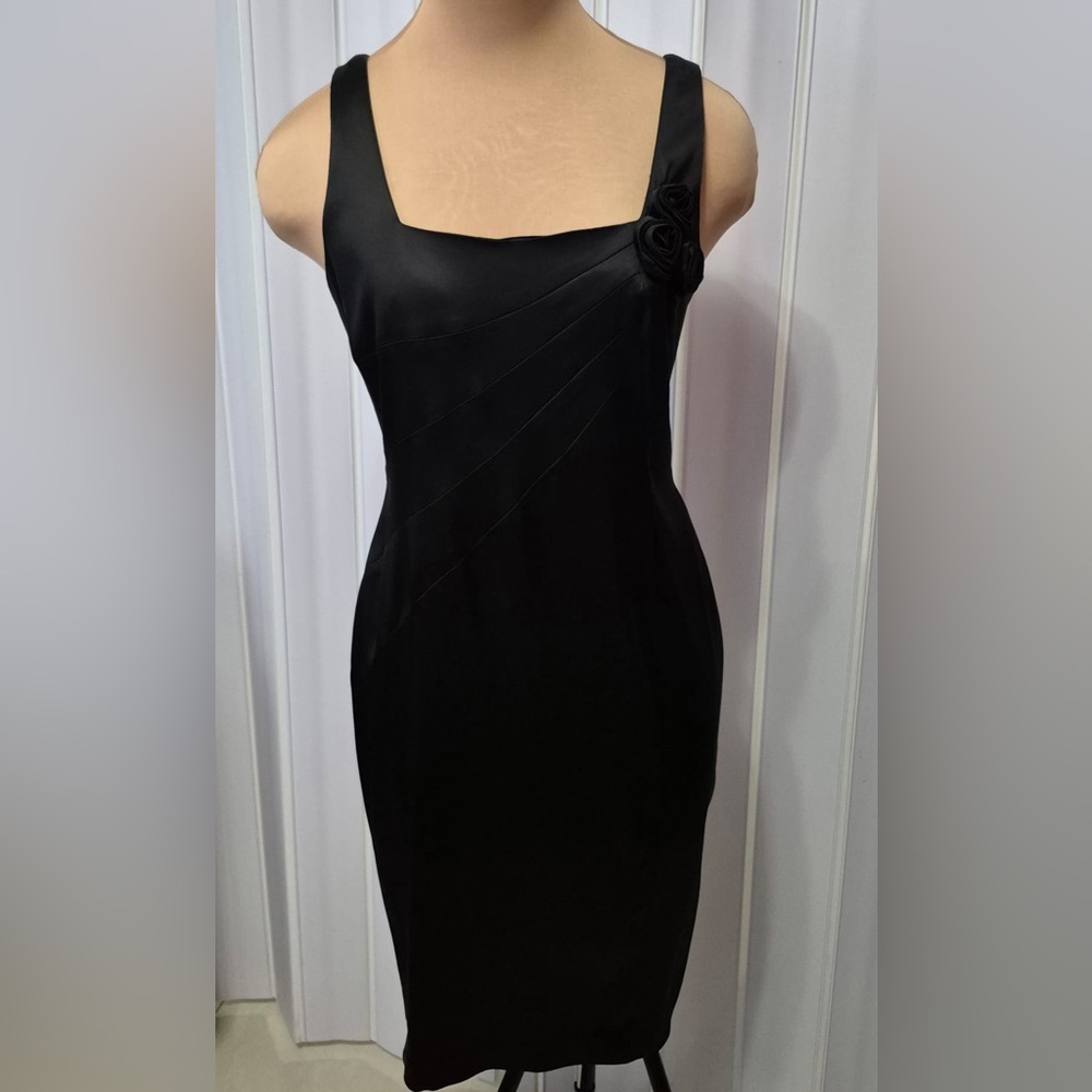 Calvin Klein Black Midi Dress with Floral Accent
